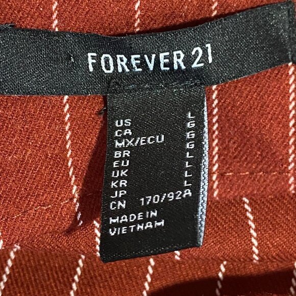Forever 21 Maroon Pinstripe Fitted Mini Dress with Adjustable Straps Size Large - Picture 3 of 8